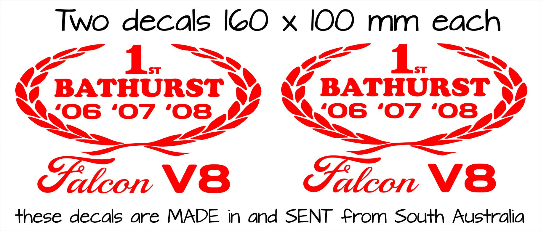 Bathurst Falcon Wreath retro decals TWO (2) 160 x 100 mm each CONFIRM your color