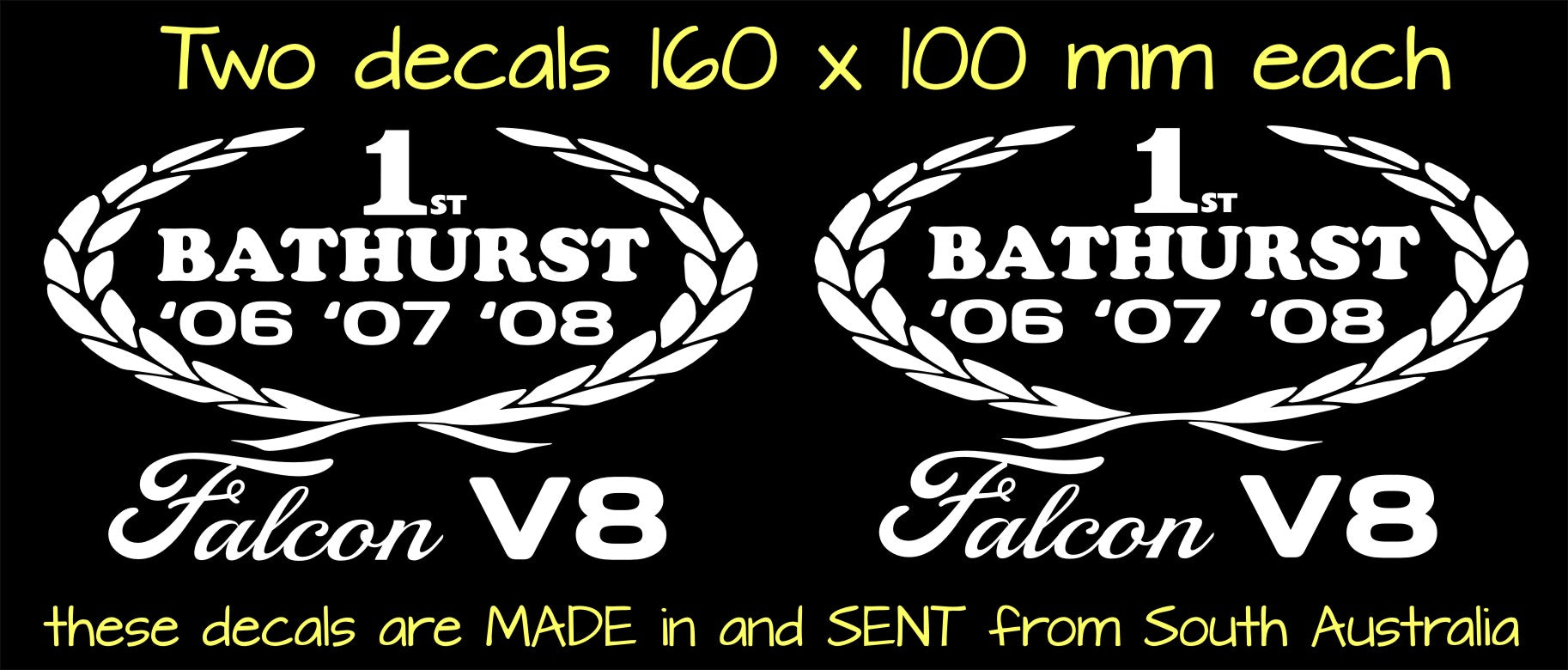 Bathurst Falcon Wreath retro decals TWO (2) 160 x 100 mm each CONFIRM your color