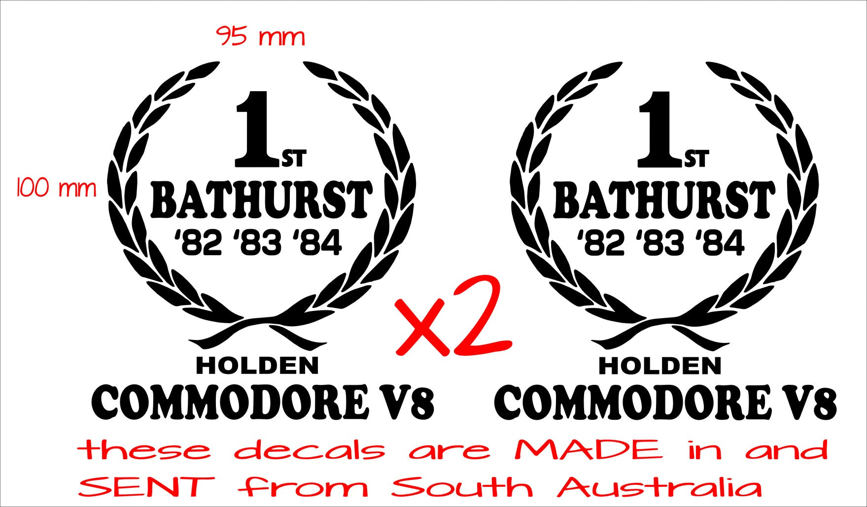 Bathurst Wreath retro vinyl decals TWO (2)  100 x 95 mm  each CONFIRM your color