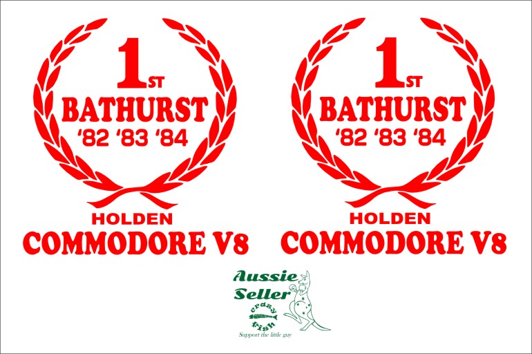 Bathurst Wreath retro vinyl decals TWO (2)  100 x 95 mm  each CONFIRM your color