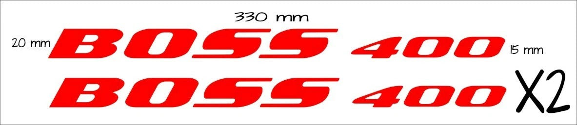 Boss 400 decals TWO (2) 330 x 20 mm each CONFIRM your color