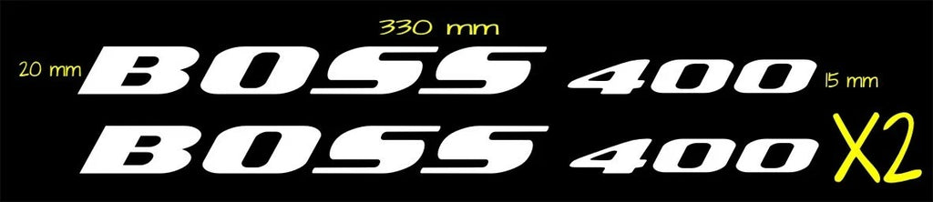 Boss 400 decals TWO (2) 330 x 20 mm each CONFIRM your color