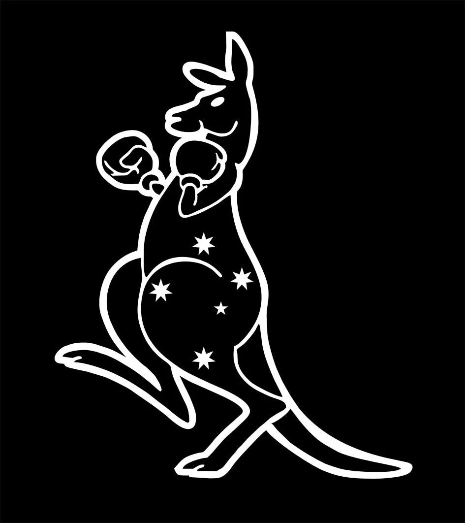 Boxing Kangaroo vinyl decal 190 x 150 mm CONFIRM your color