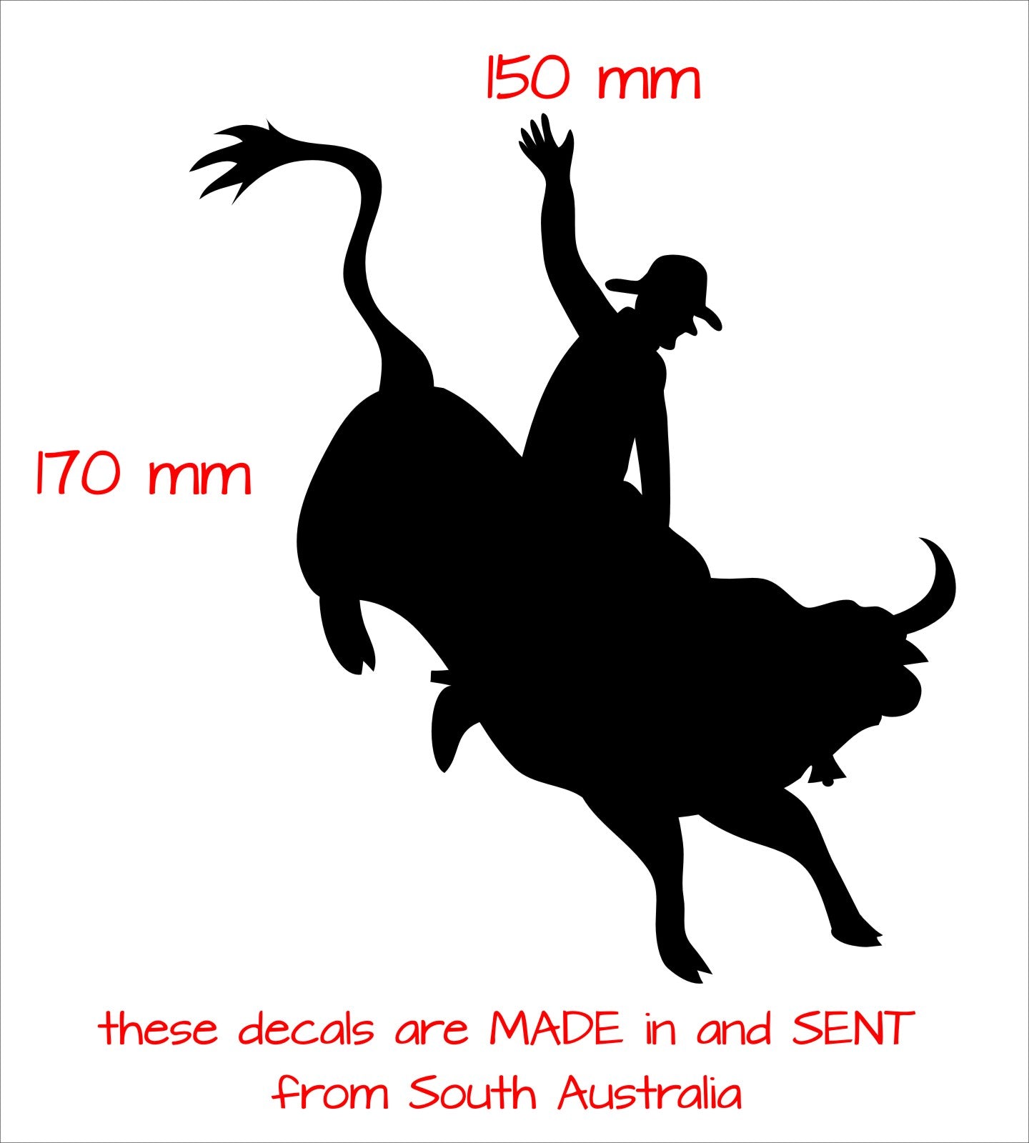Bull Rider vinyl decal 150 x 170 mm CONFIRM your color