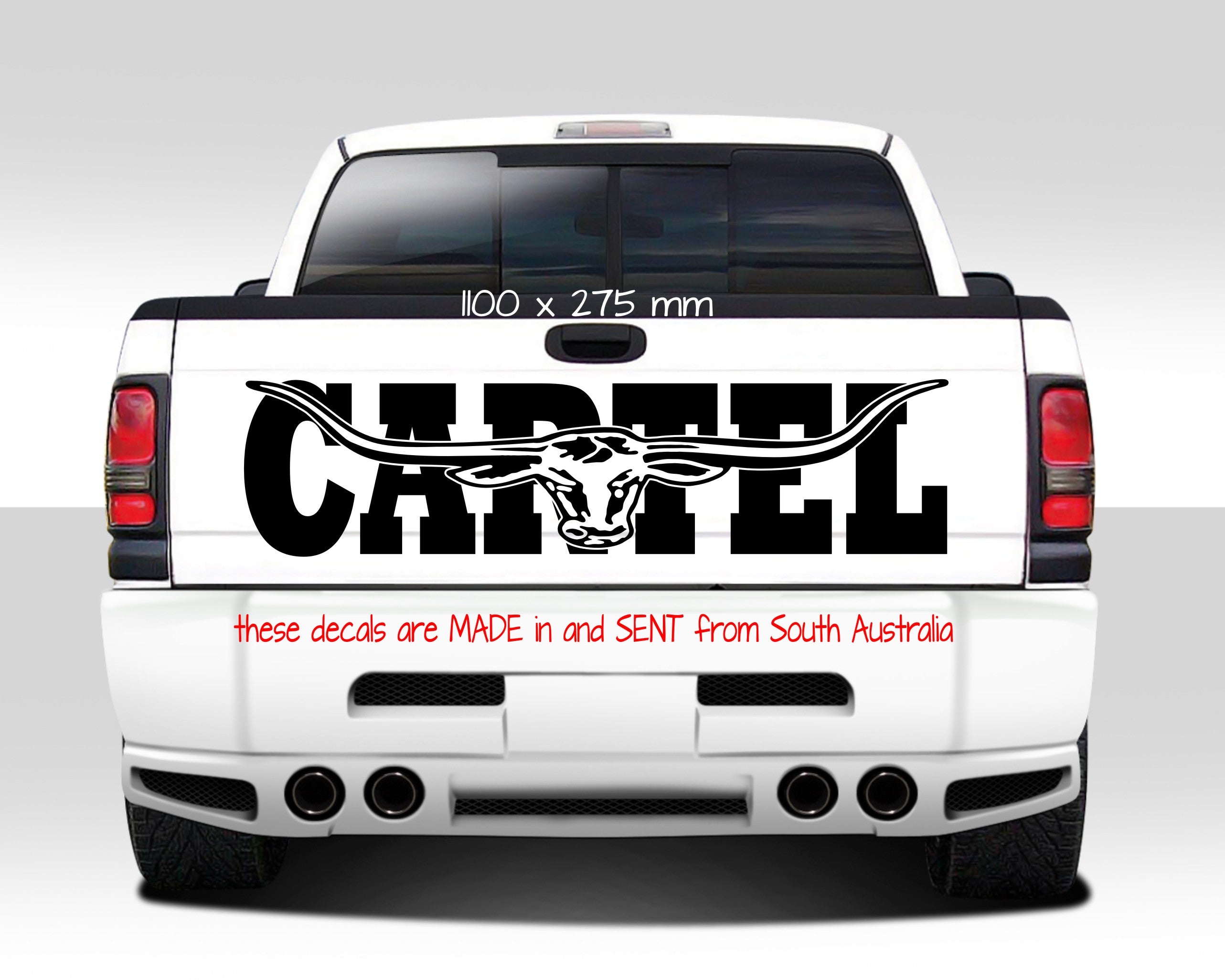 Cartel Bullhorn vinyl decal LARGE 1100 x 275 mm CONFIRM your color