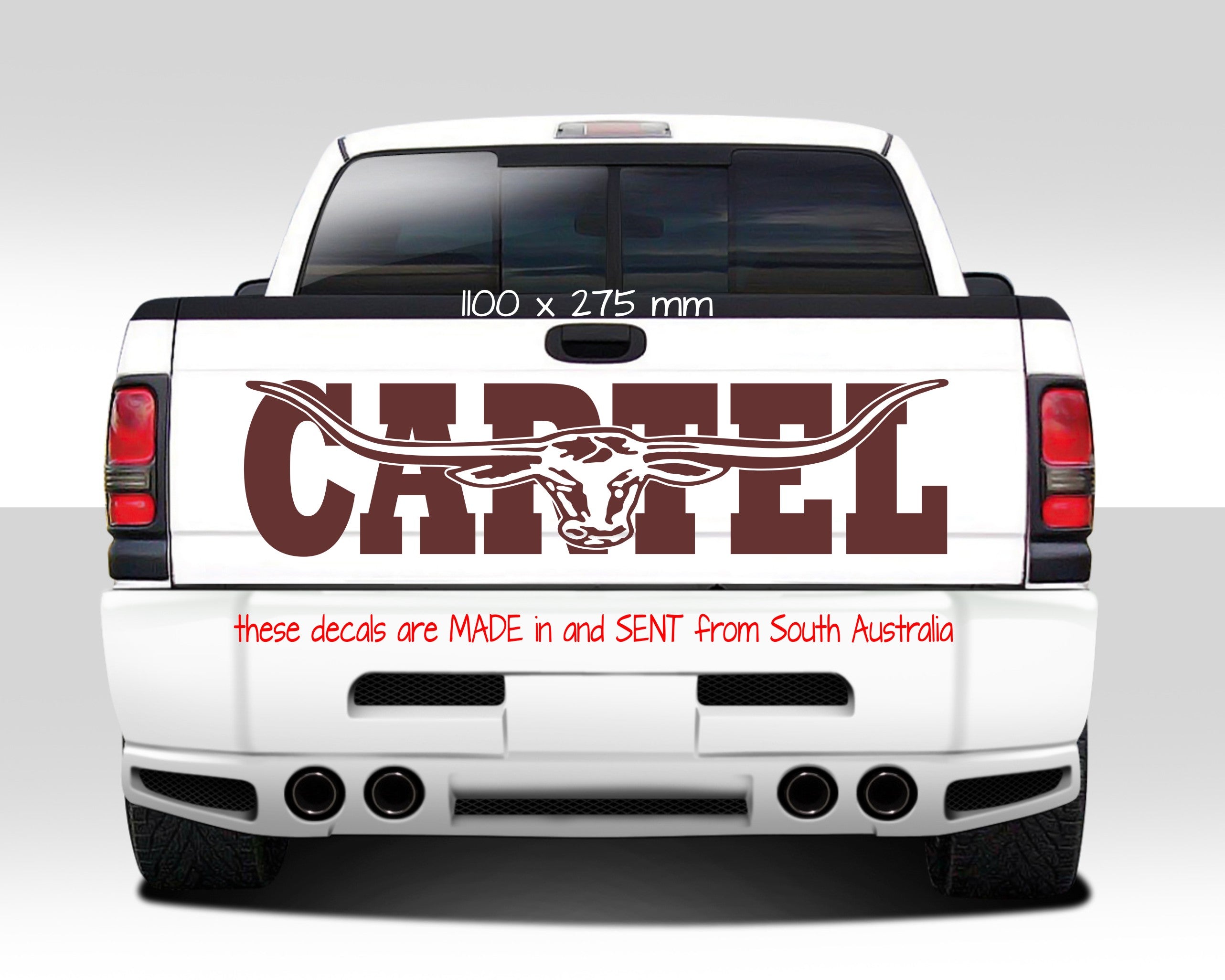 Cartel Bullhorn vinyl decal LARGE 1100 x 275 mm CONFIRM your color
