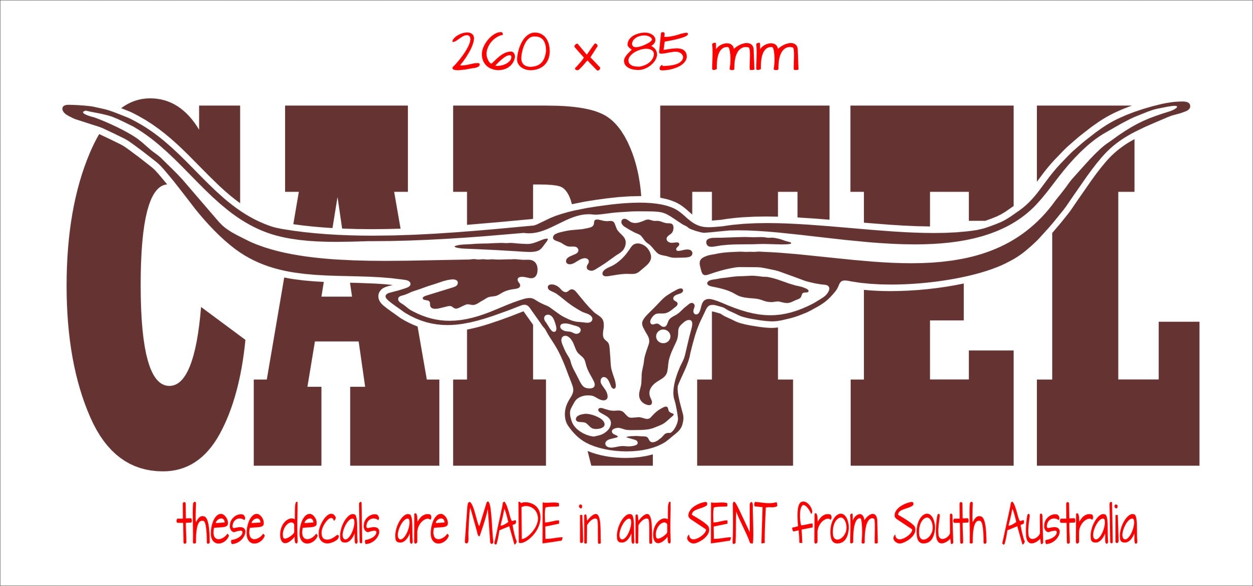Cartel Bullhorn vinyl decal 260 x 85 mm Confirm your color