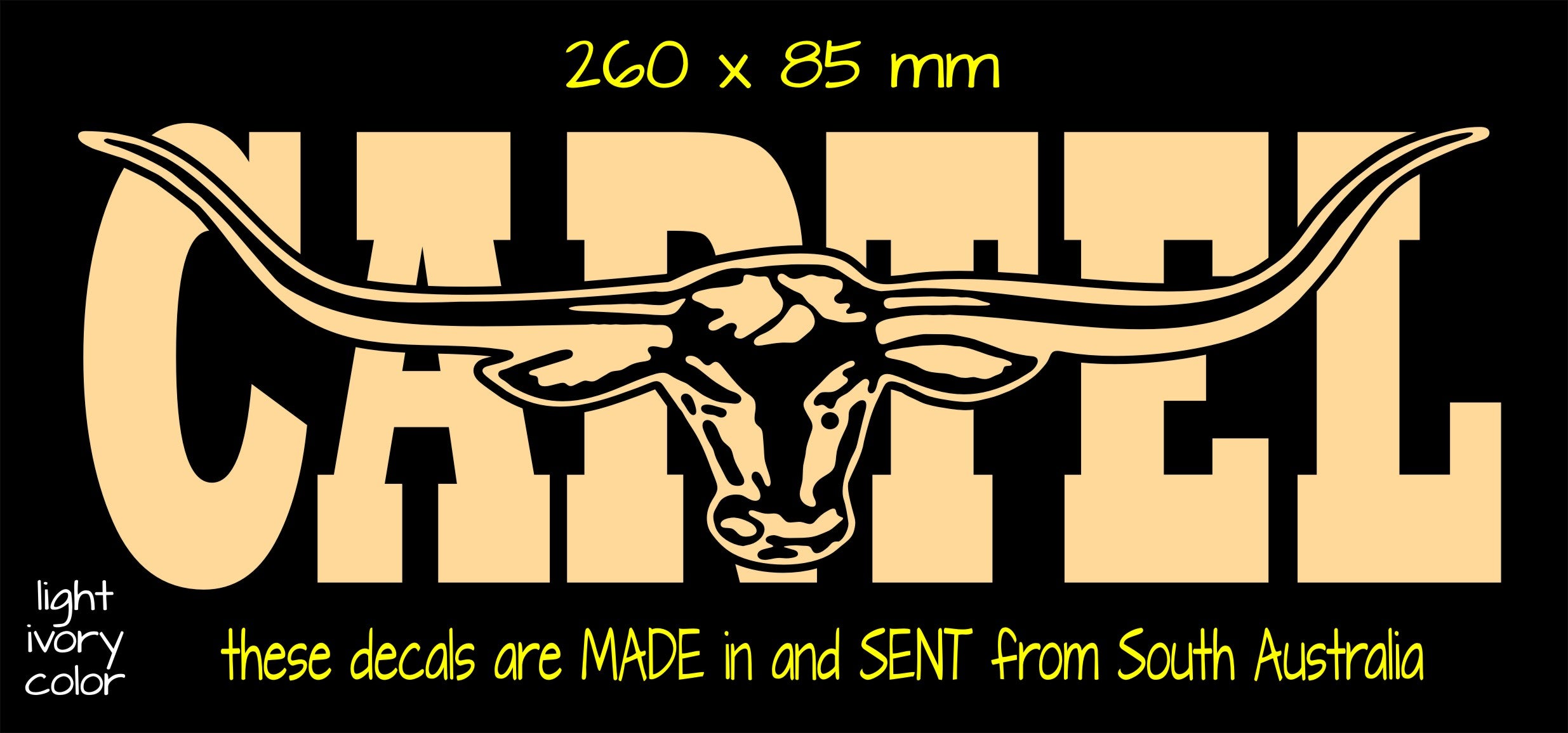Cartel Bullhorn vinyl decal 260 x 85 mm Confirm your color