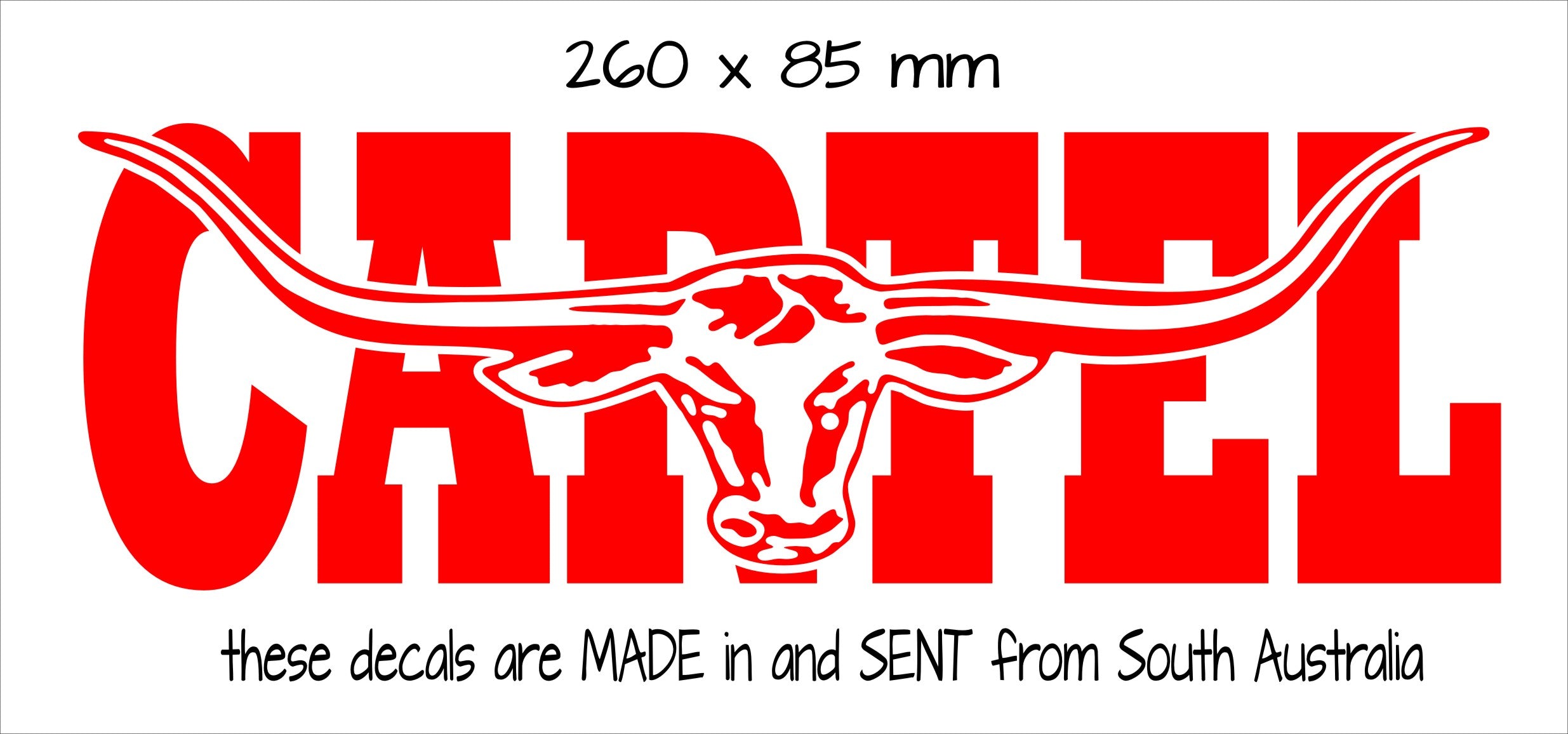 Cartel Bullhorn vinyl decal 260 x 85 mm Confirm your color