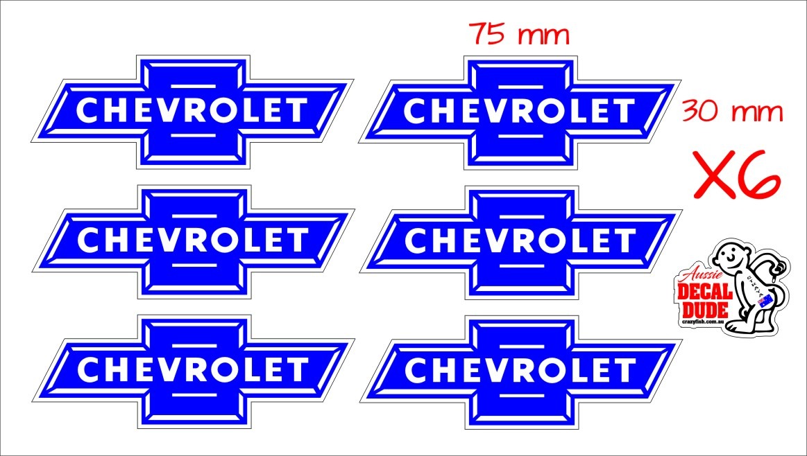 Chev Stickers  SIX (6) 75 X 30 mm each