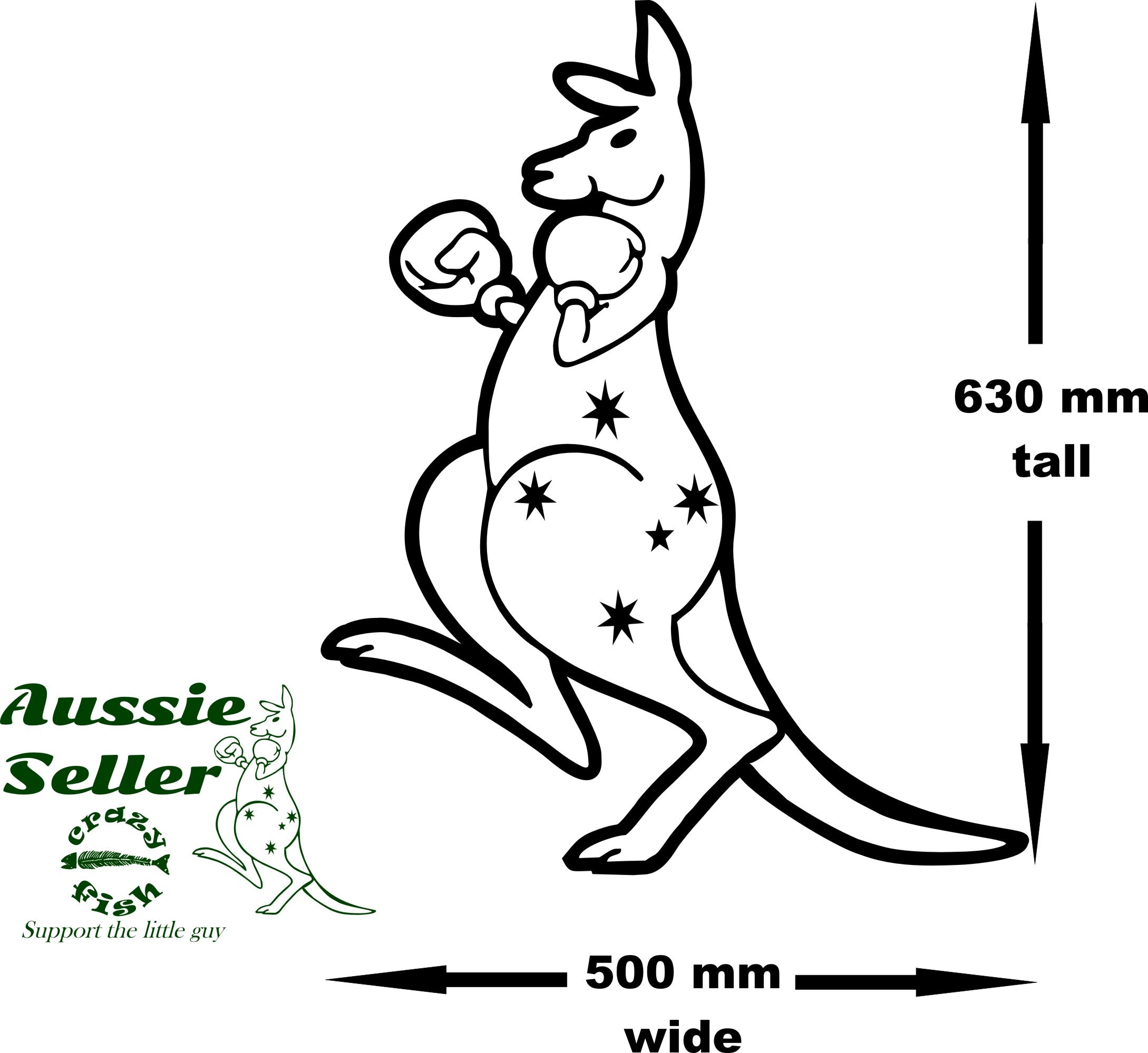 Boxing Kangaroo vinyl decal LARGE 630 x 500 mm CONFIRM your color