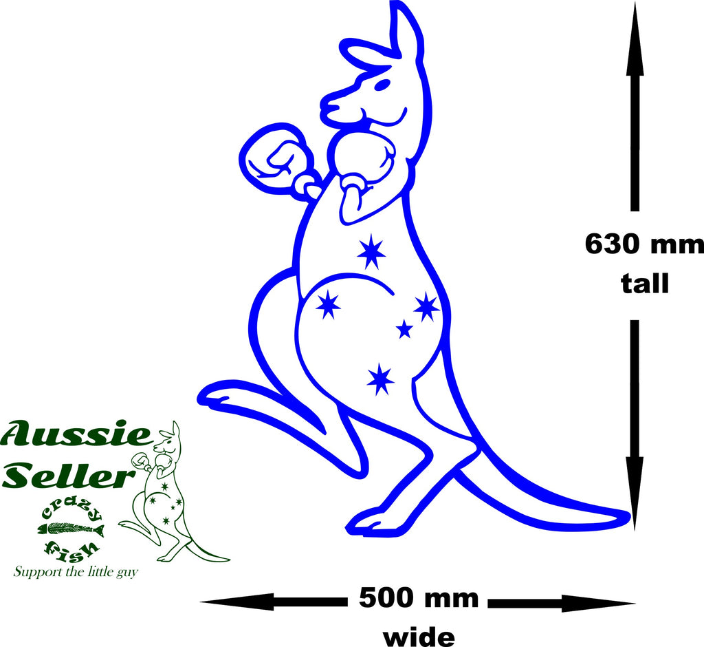 Boxing Kangaroo vinyl decal LARGE 630 x 500 mm CONFIRM your color