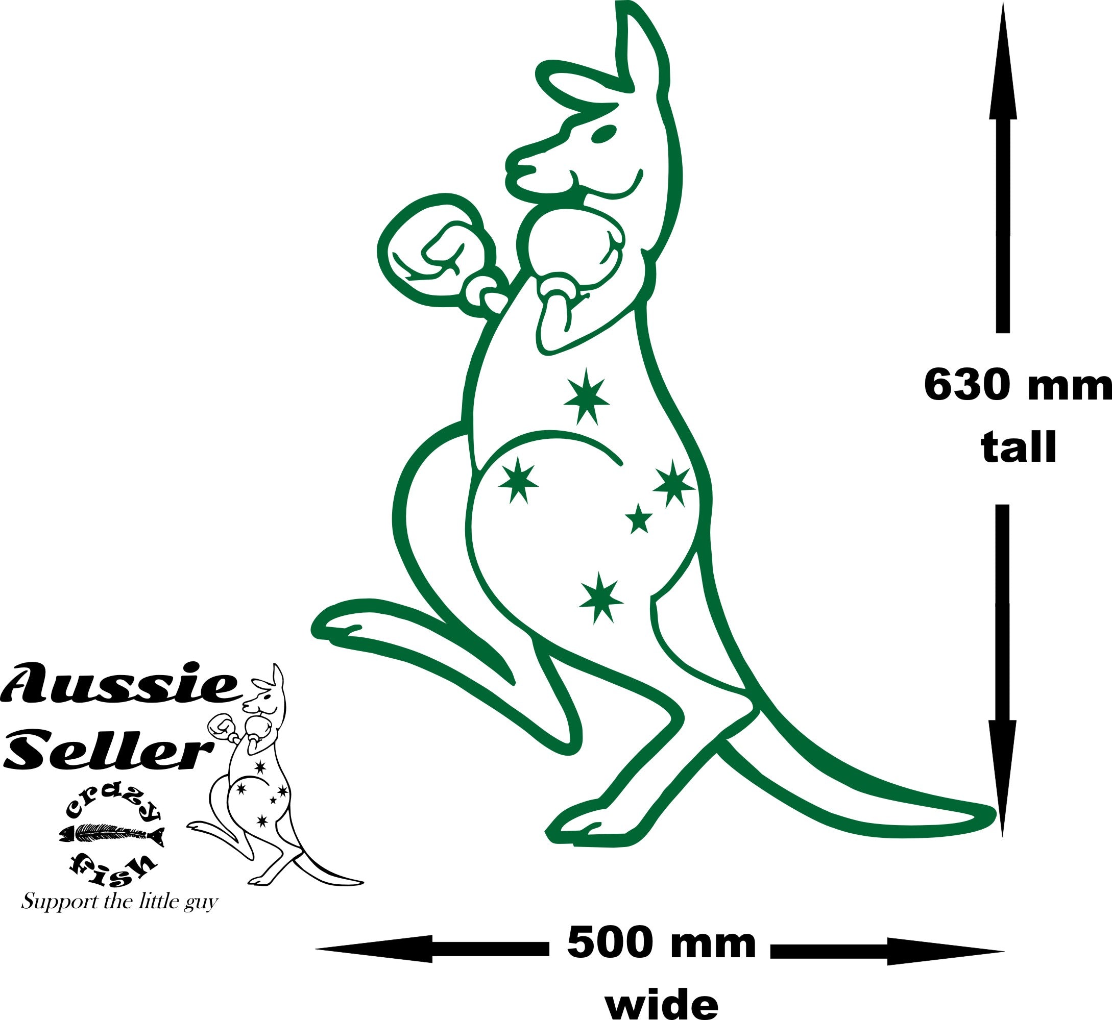 Boxing Kangaroo vinyl decal LARGE 630 x 500 mm CONFIRM your color