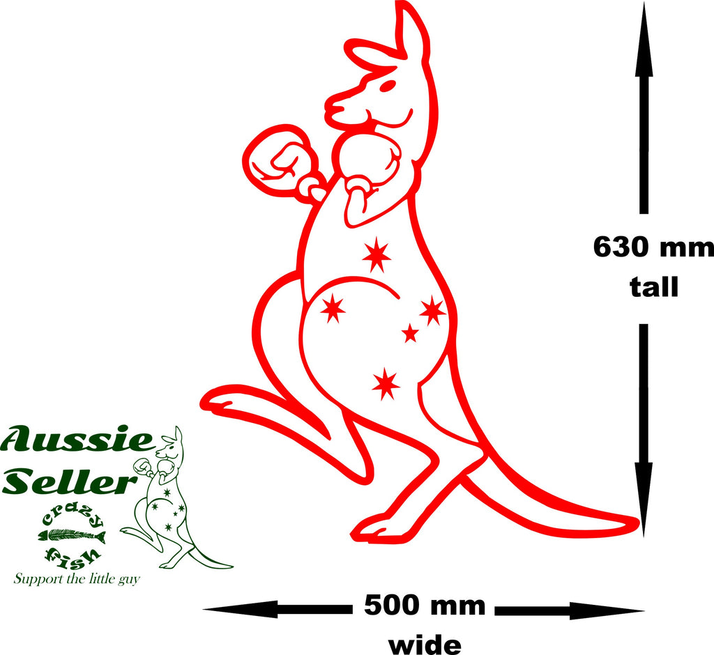 Boxing Kangaroo vinyl decal LARGE 630 x 500 mm CONFIRM your color