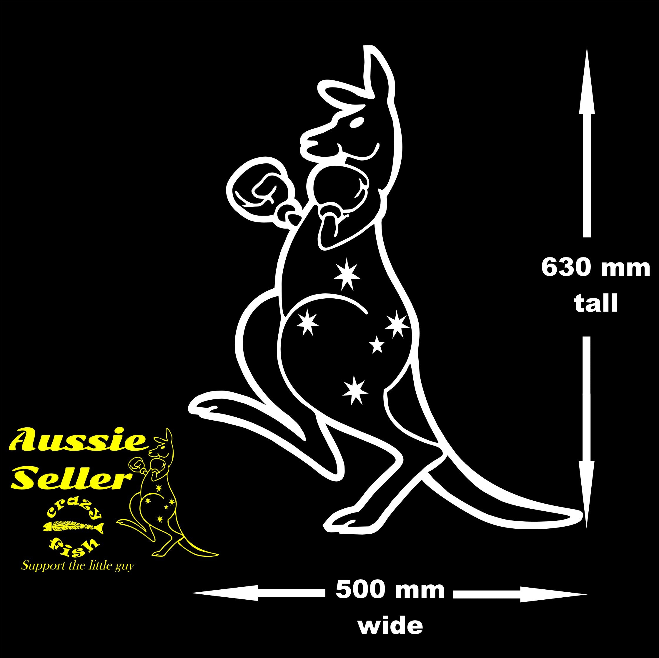 Boxing Kangaroo vinyl decal LARGE 630 x 500 mm CONFIRM your color