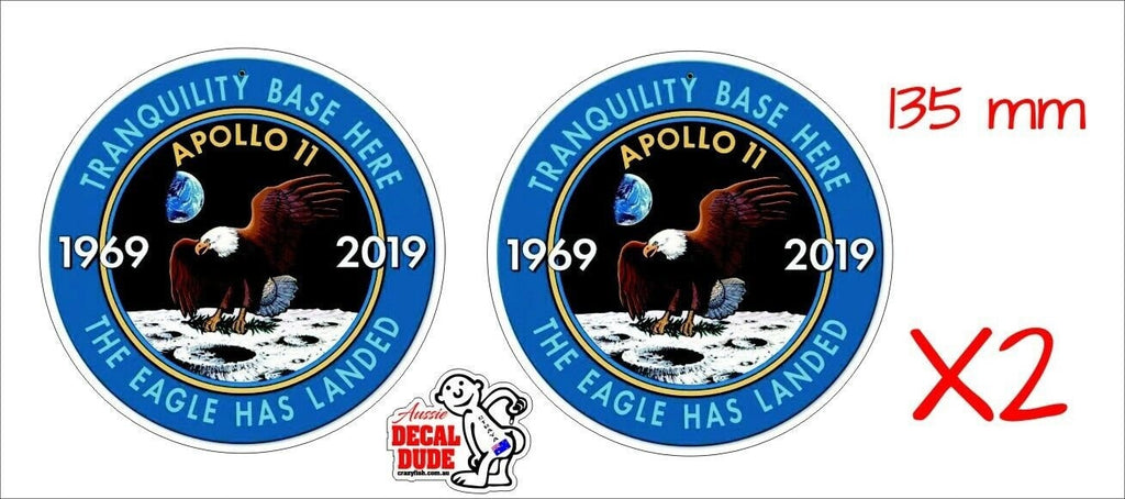 Apollo 11 Commemoration Stickers TWO (2) 135 mm each