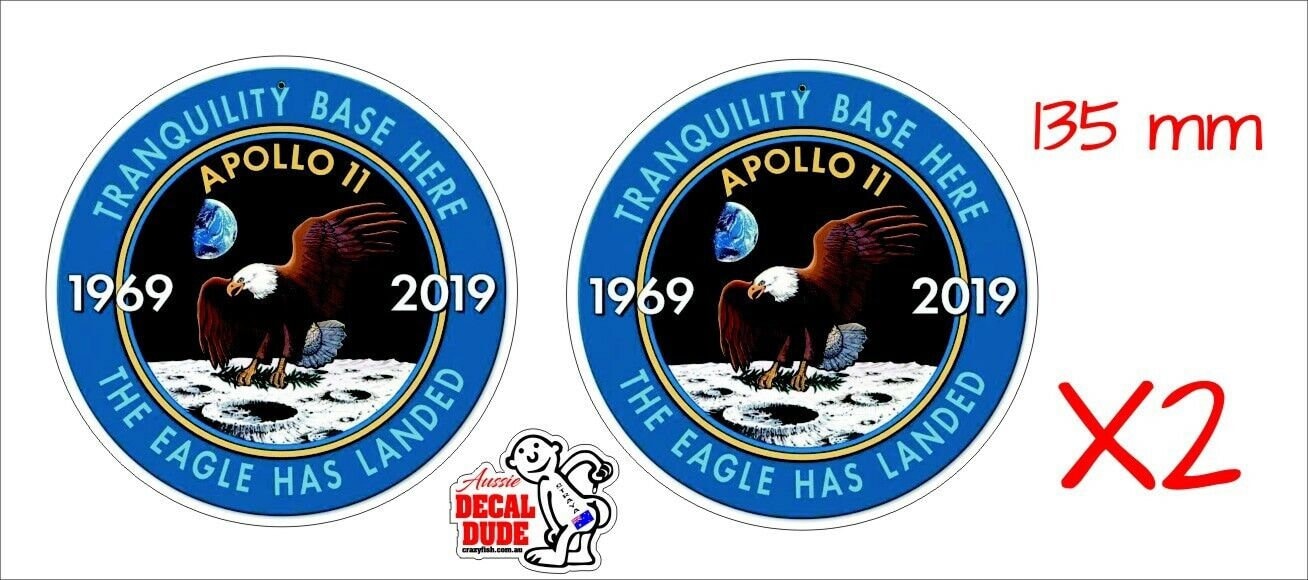 Apollo 11 Commemoration Stickers TWO (2) 135 mm each