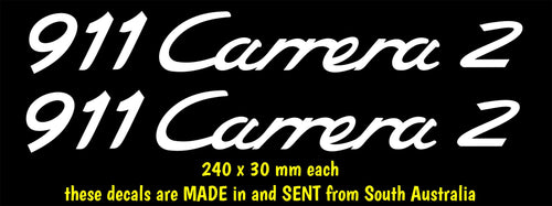 911 Carrera 2 Porsche decals TWO (2) 240 x 30 mm each CONFIRM your color