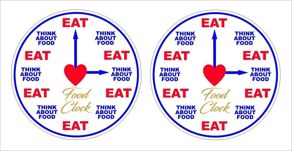 Asian Food Clock funny Stickers TWO (2) 140 mm each
