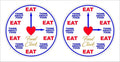 Asian Food Clock funny Stickers TWO (2) 140 mm each