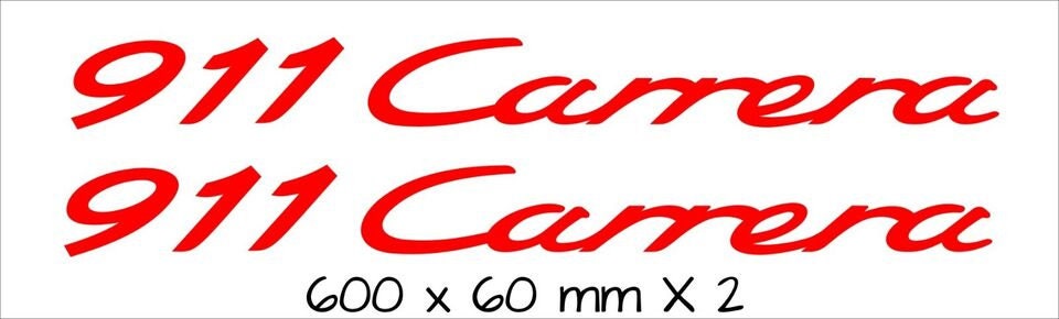 Carrera 911 Porsche vinyl decals TWO (2) 600 x 60 mm each choose your color