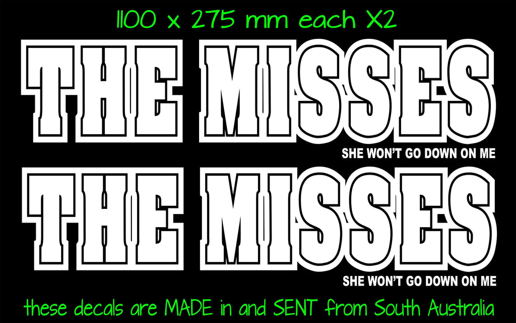 Boat Names "The Misses" (funny) TWO (2) decals  1100 x 275 mm each CONFIRM your color