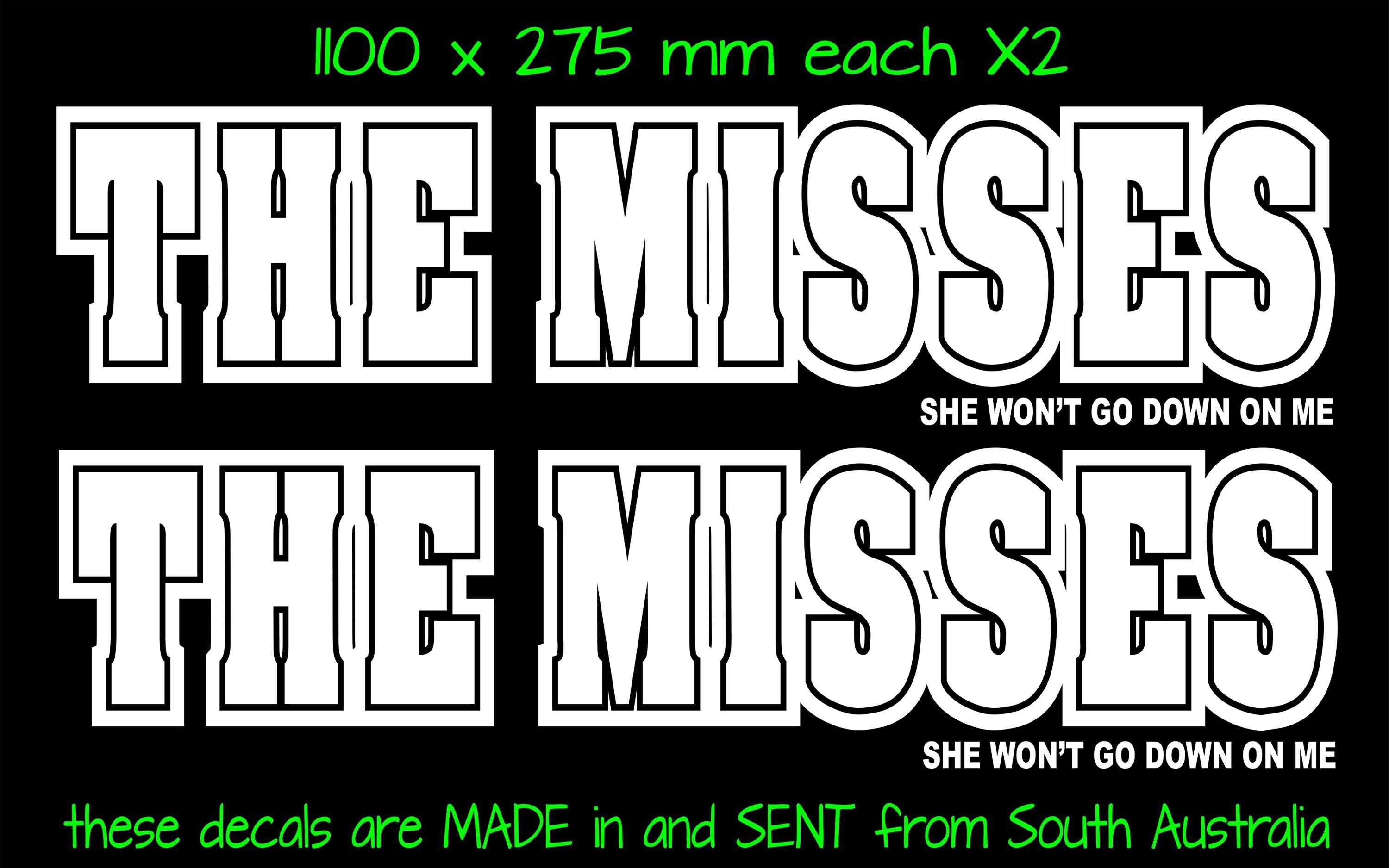 Boat Names "The Misses" (funny) TWO (2) decals  1100 x 275 mm each CONFIRM your color