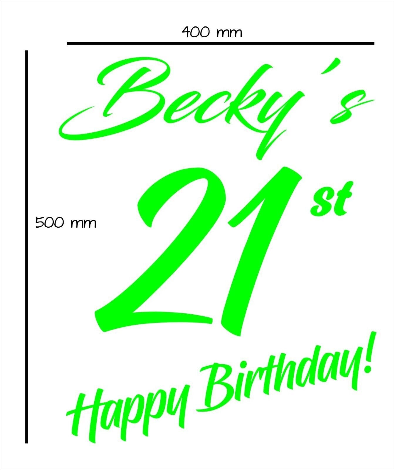 Birthday, Wedding or Special Occasion vinyl decal 500 x 400 mm