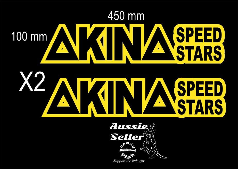 AKINA Speed Stars retro decals TWO (2) 450 x 100 mm each CONFIRM your color