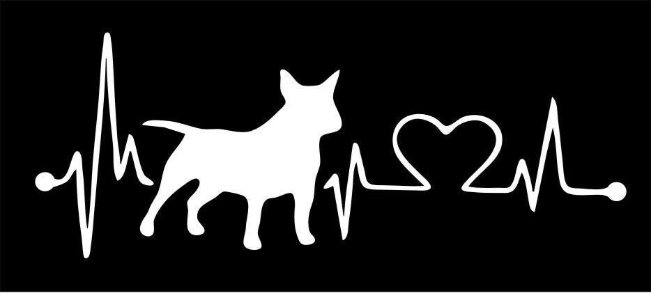 Bull Terrier Heartbeat vinyl decal 200 x 90 mm CONFIRM your color