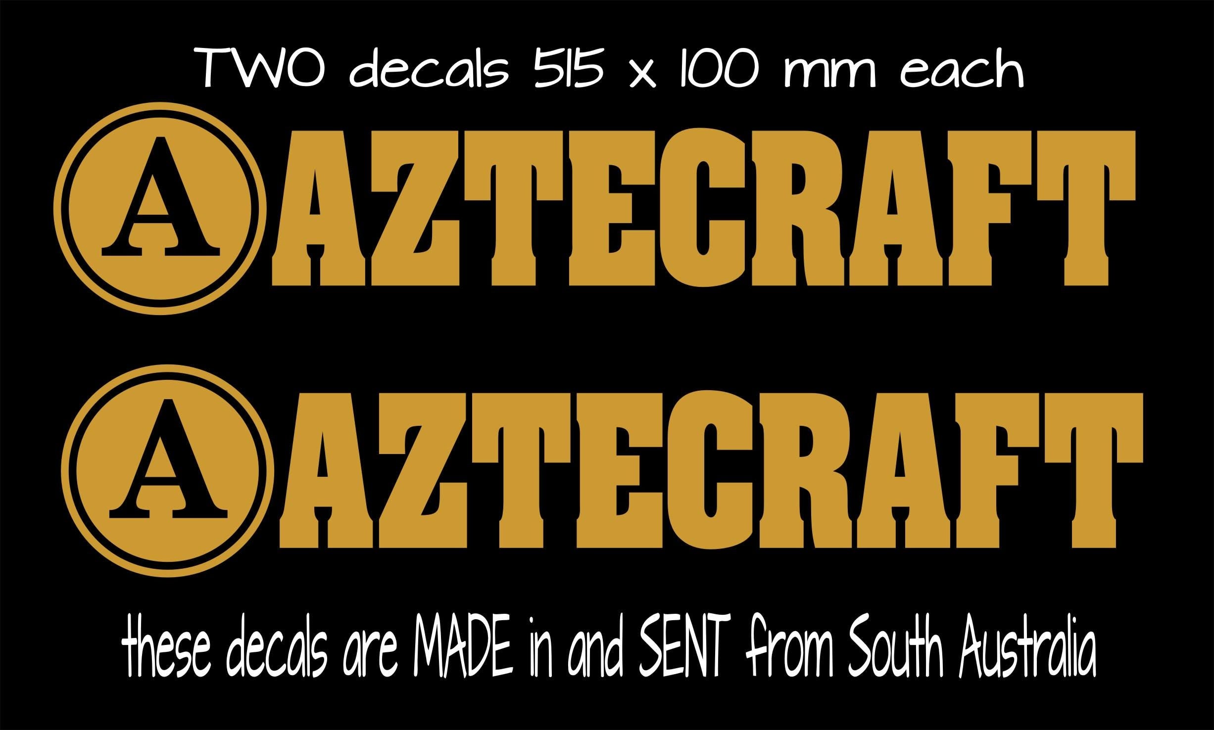 AZTECRAFT retro  Boat decals TWO (2) 515 x 100 mm each CONFIRM your color