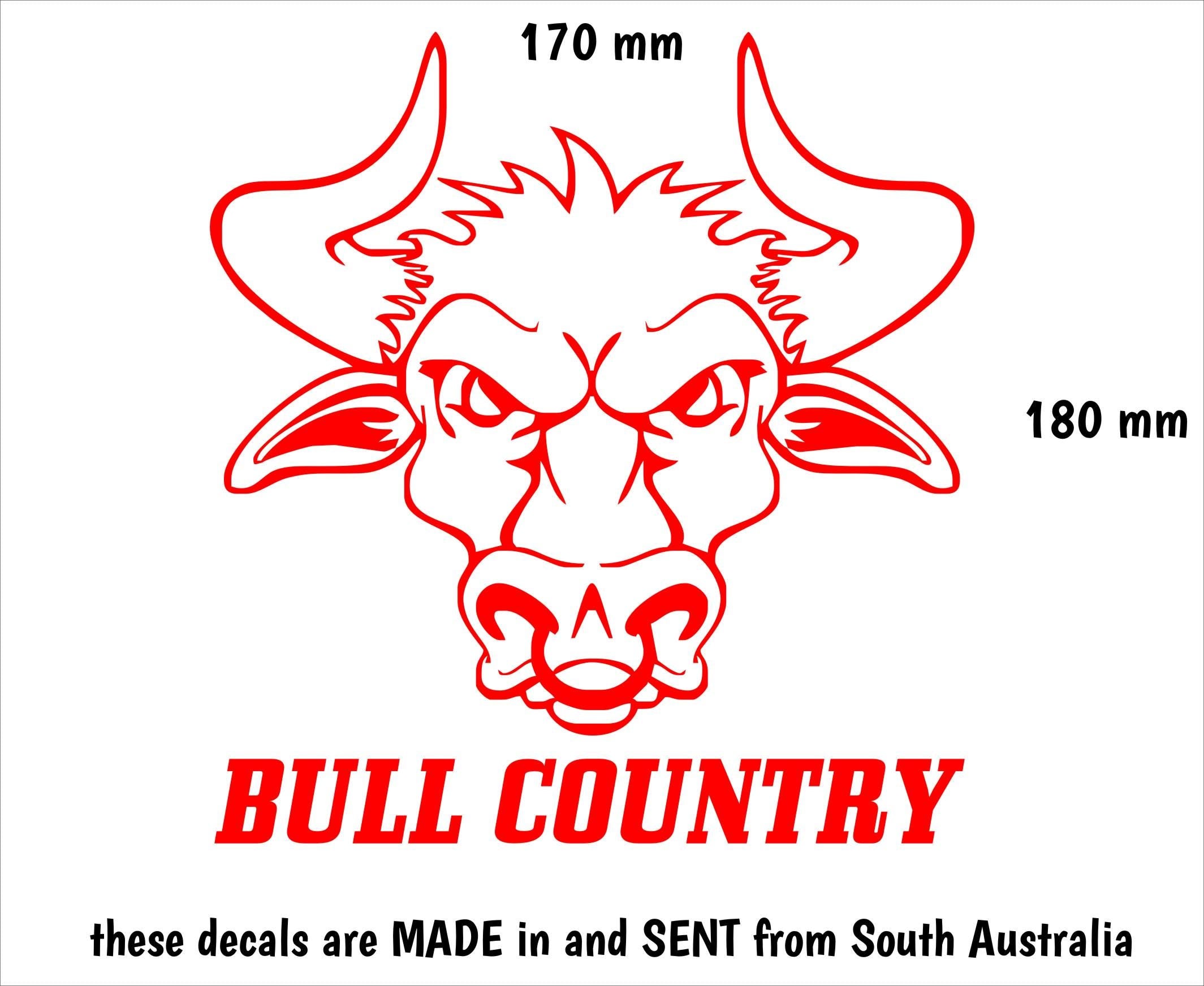 BULL COUNTRY vinyl decal  180 x 170 mm CONFIRM your color