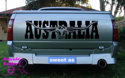 AUSTRALIA bullhorn vinyl decal LARGE 1100 x 275 mm CONFIRM your color