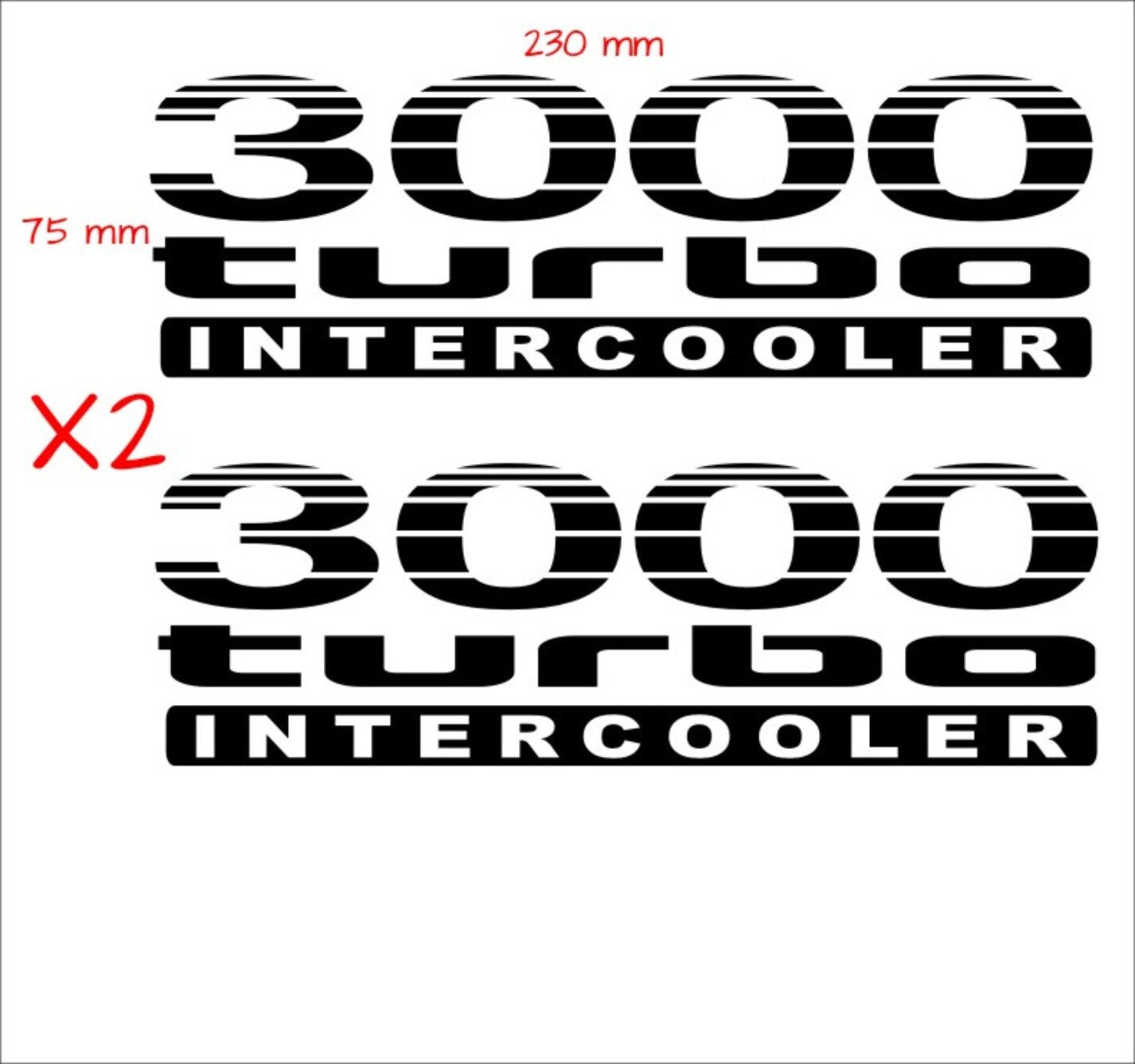 3000 Turbo decals TWO (2) 230 x 75 mm each CONFIRM your color