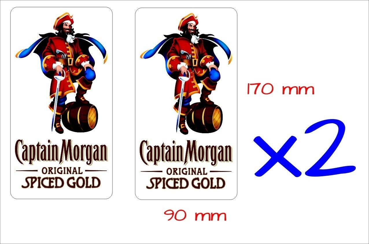 Captain Morgan Stickers TWO (2) 170 x 90 mm each