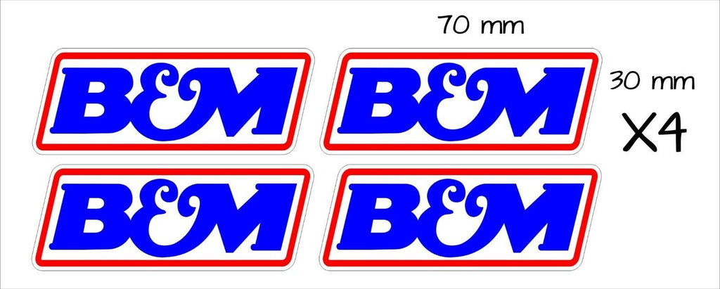 B&M Stickers FOUR (4)  70 x 30 mm each