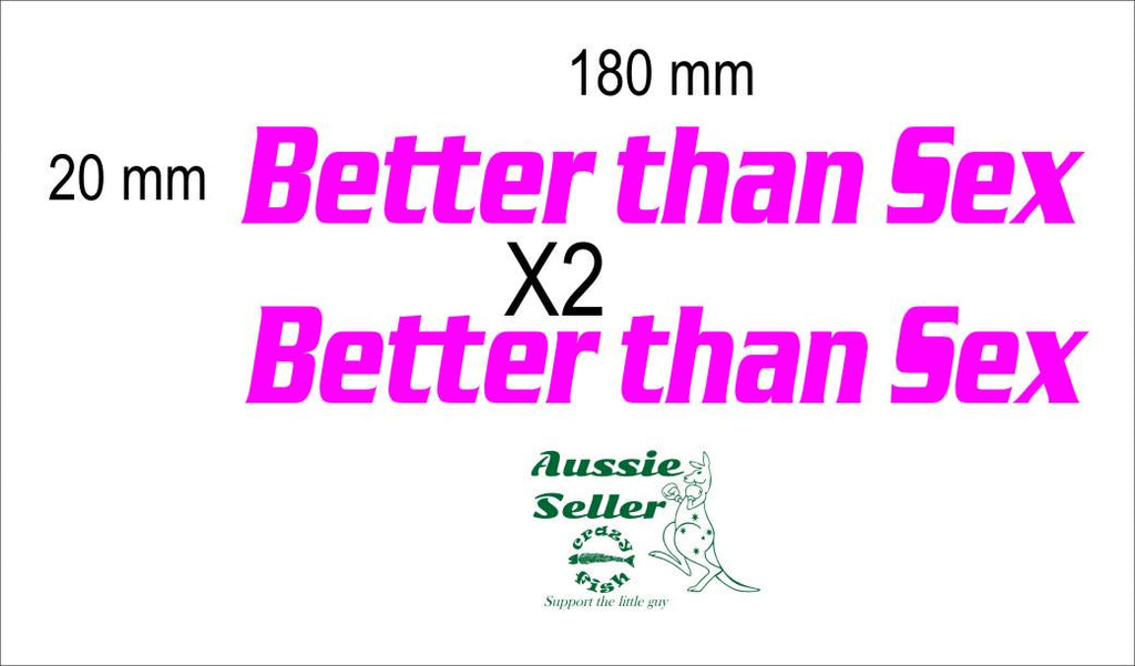 Better Than SEX funny vinyl decals TWO (2) 180 x 20 mm  each CONFIRM your color