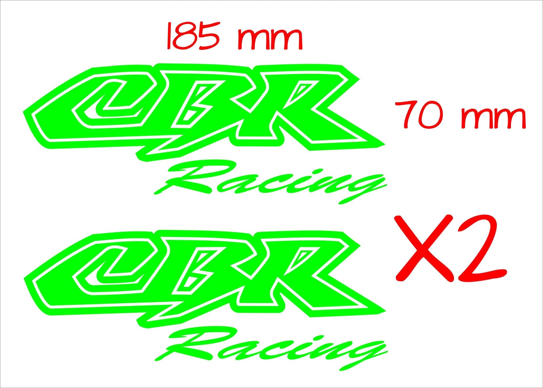 CBR Racing tank vinyl decals TWO (2) 185 x 70 mm each CONFIRM your color