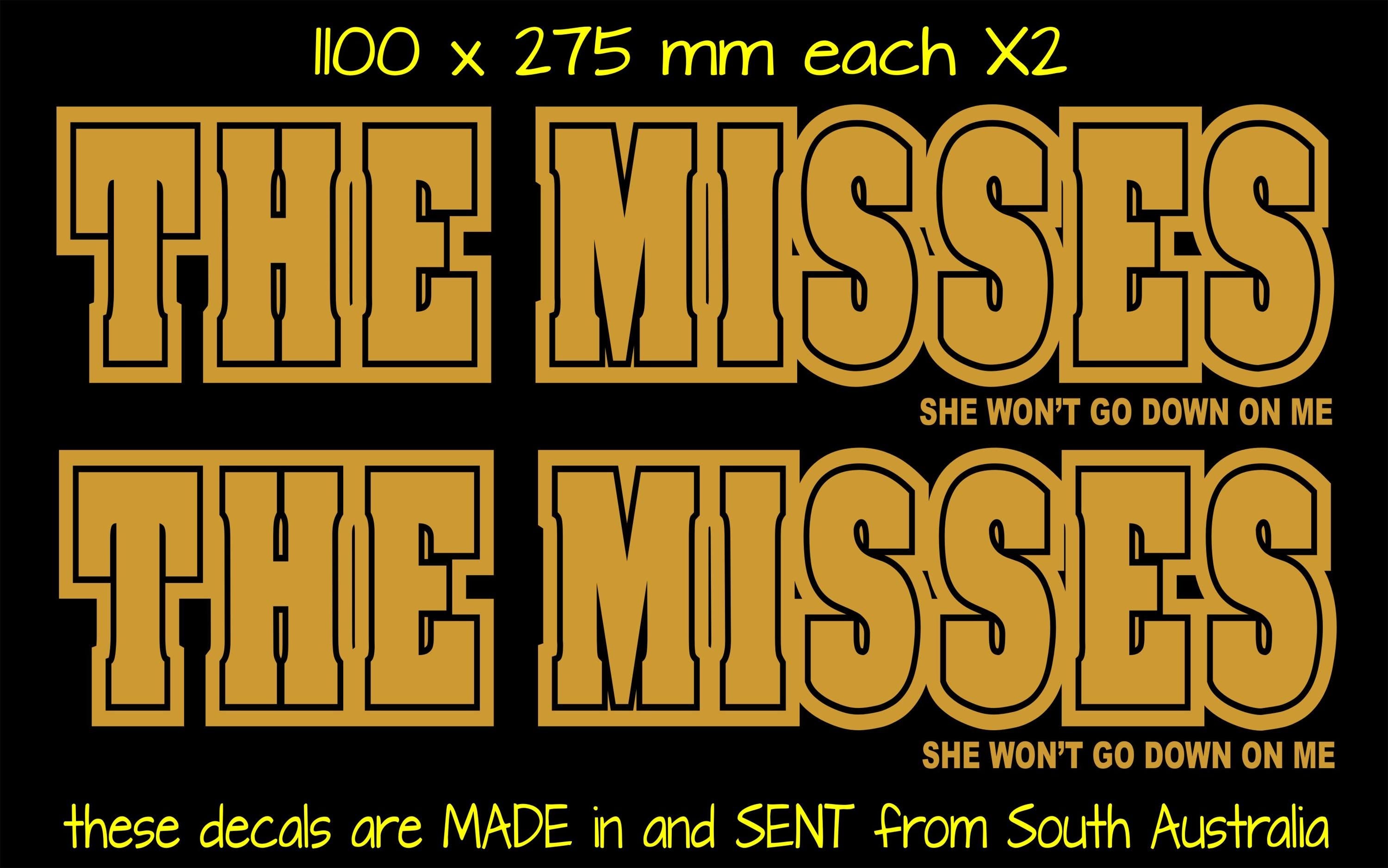 Boat Names "The Misses" (funny) TWO (2) decals  1100 x 275 mm each CONFIRM your color