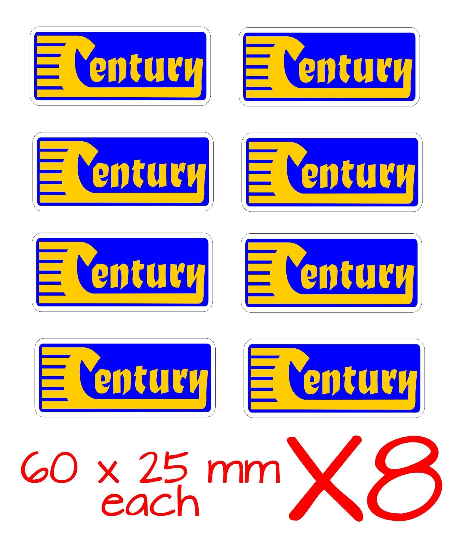Century Stickers EIGHT (8) 60 x 25 mm each