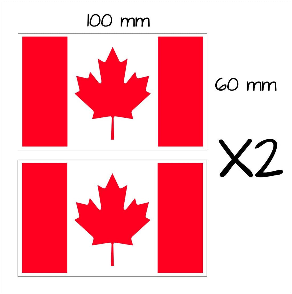 Canada Flag Stickers TWO (2) 100 x 60  mm each