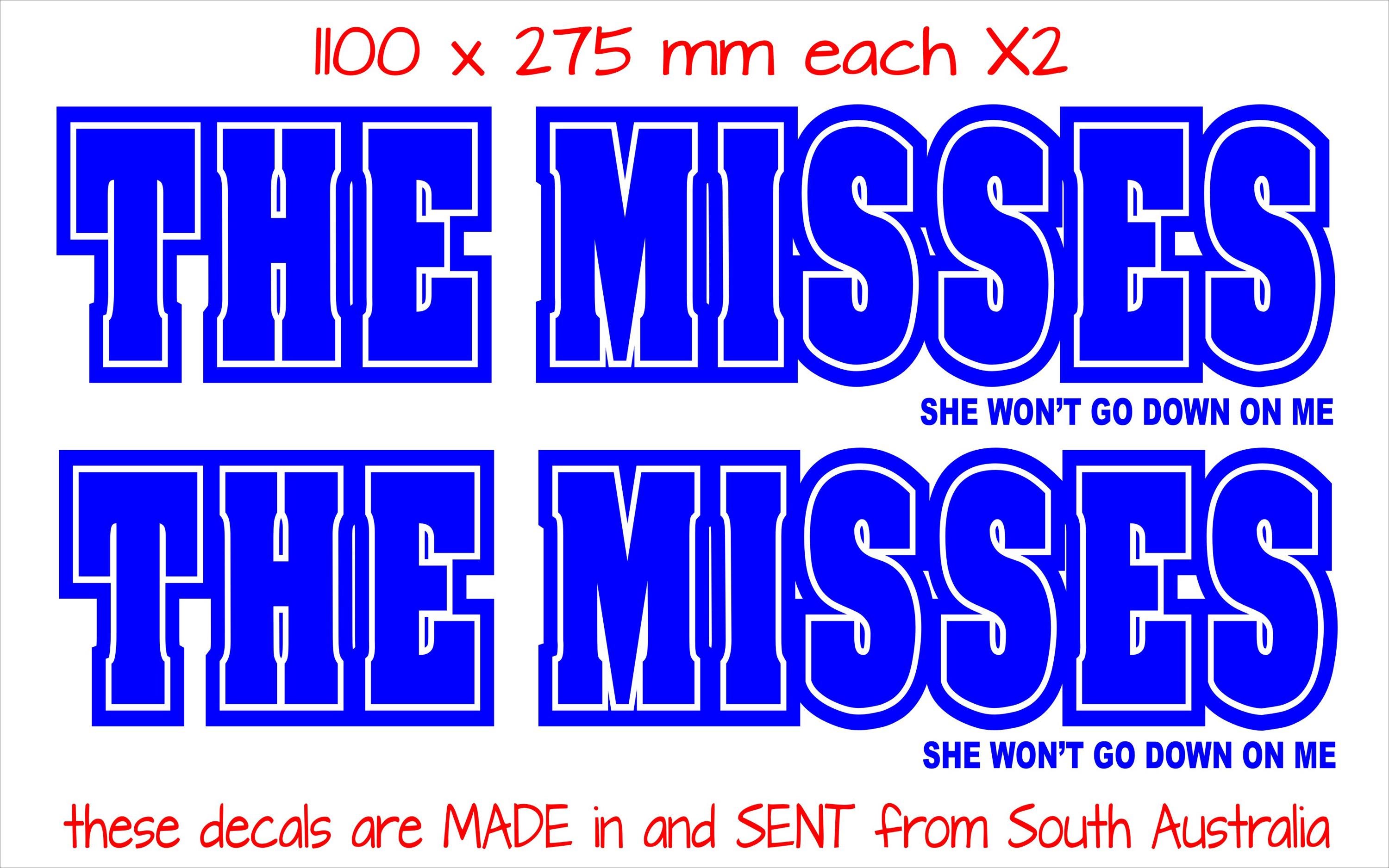 Boat Names "The Misses" (funny) TWO (2) decals  1100 x 275 mm each CONFIRM your color