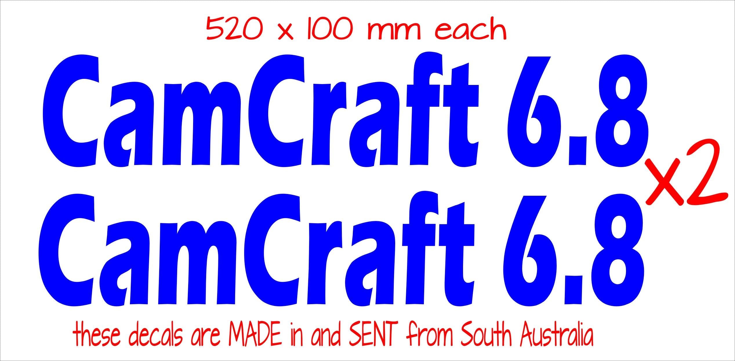 CamCraft retro  Boat decals TWO (2) 520 x 100 mm each CONFIRM your color