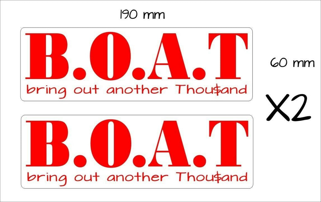 BOAT funny Stickers TWO (2) 190 x 60 mm each