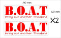 BOAT funny Stickers TWO (2) 190 x 60 mm each