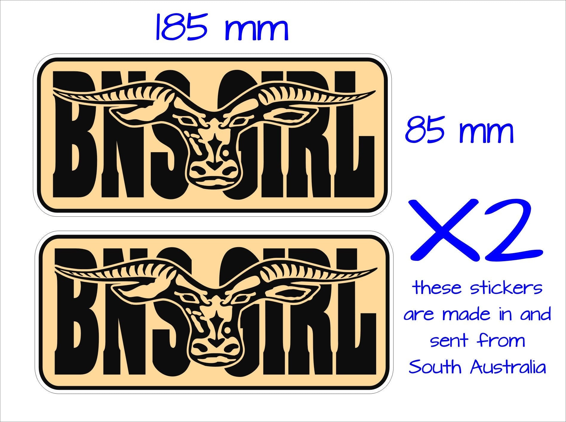 BNS GIRL Stickers TWO (2) 185 x 85 mm each