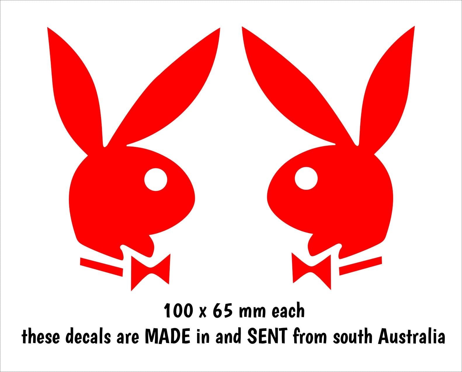 BUNNIES vinyl  decals TWO (2) 100 x 65 mm each CONFIRM your color