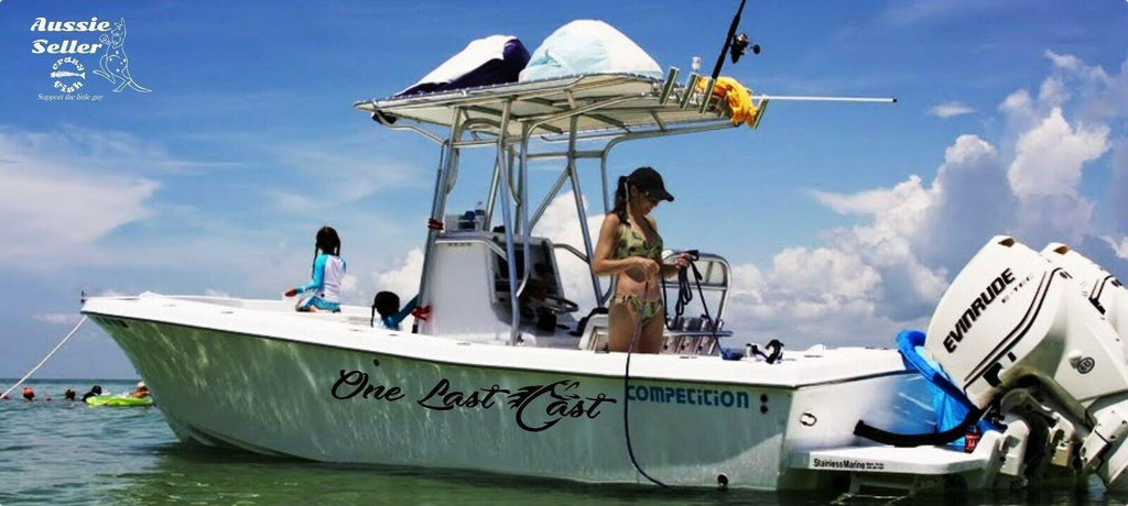 Boat Names "One Last Cast"  TWO Decals  (2) 1100 x 250 mm each CONFIRM your color