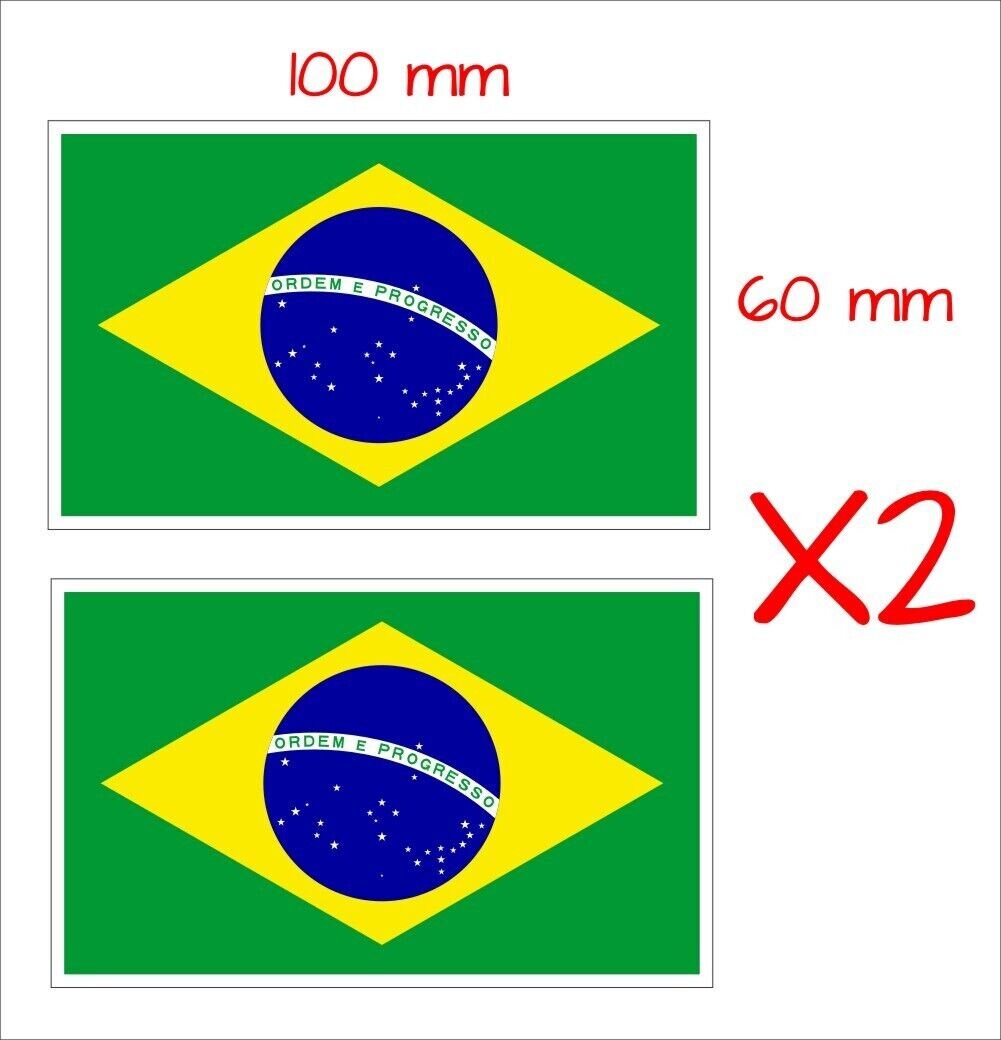 Brazil Flag Stickers TWO (2) 100 x 60  mm each