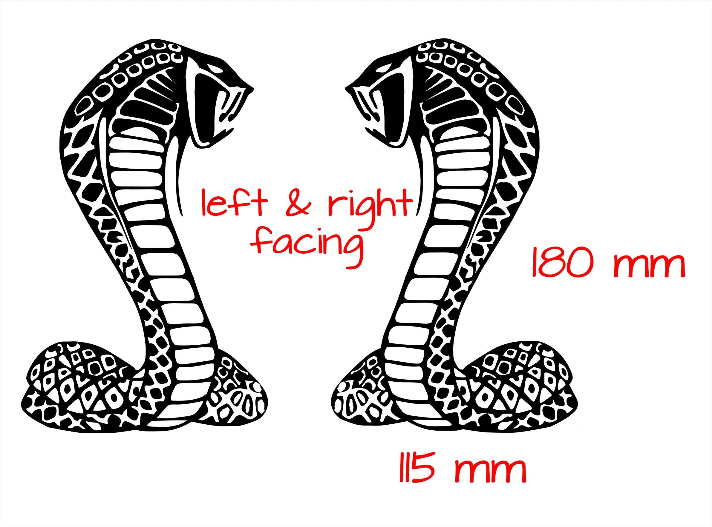 Cobra vinyl decals TWO (2) 180 x 115 mm each CONFIRM your color